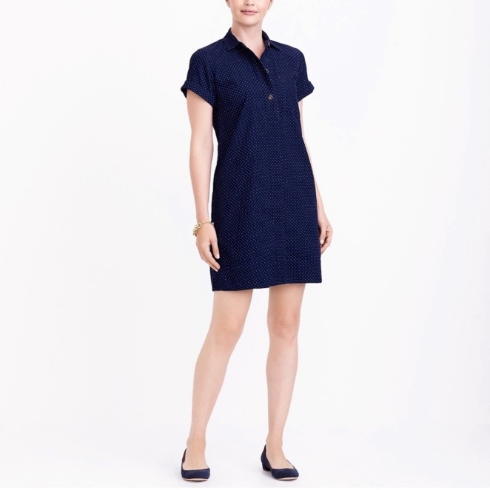 J. Crew Factory Navy Blue Polka Dot Dress XS